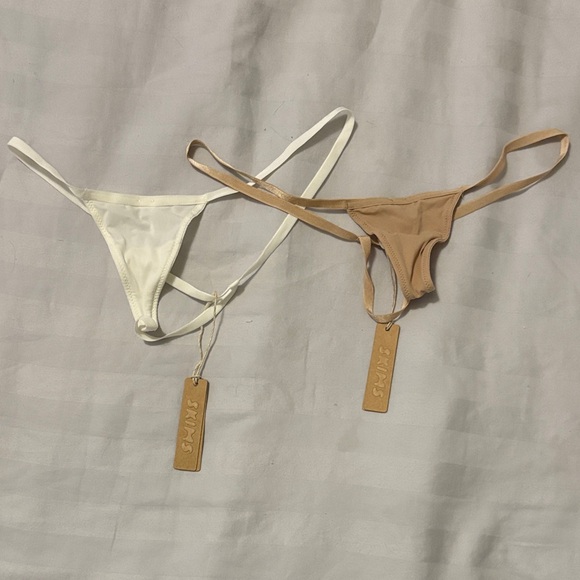 SKIMS Other - Skims Set of White and Tan String Bikinis, BNWT